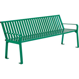 Global Industrial™ 4' Outdoor Bench with Back Vertical Steel Slat Green