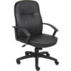 Interion® Executive Office Chair With High Back & Fixed Arms Synthetic Leather Black