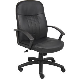 Interion® Executive Office Chair With High Back & Fixed Arms Synthetic Leather Black