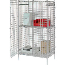 Nexel® 1-Tier 2 Door Security Wire Shelving Unit 2 Shelf 48""Wx24""Dx66""H Chrome Unassembled
