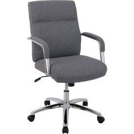 Interion® Office Chair With High Back & Fixed Arms Fabric Gray