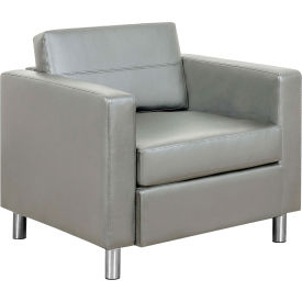 Interion® Antimicrobial Upholstered Leather Club Chair Gray