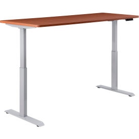 Interion® Electric Height Adjustable Desk 48""W x 30""D Cherry W/ Gray Base