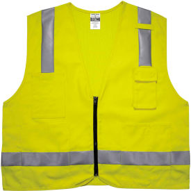 Ergodyne 8262FRZ L/XL Lime Hi-Vis FR Surveyor Vest - Class 2 NFPA 70E Mesh