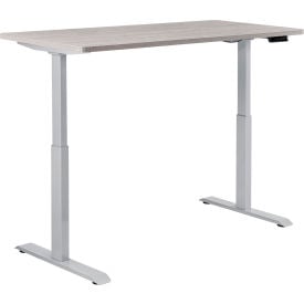 Interion® Electric Height Adjustable Desk 60""W x 30""D Gray W/ Gray Base