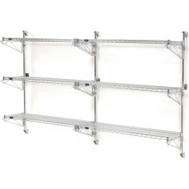 Nexel® Chrome Wall Mount Wire Shelving 42""W x 14""D x 54""H 3 - Shelf Add-On
