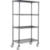 Nexel® 4 Shelf Truck Black Epoxy 60""W x 24""D x 69""H Polyurethane Swivel Casters