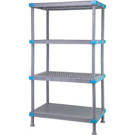 Quantum Millenia™ Shelving Unit 30""W X 18""D X 62""H 3 Open and 1 Solid Grid Shelves
