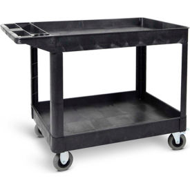 Luxor Heavy-Duty Utility Cart Two Shelves 5"" Casters Black 500 Lbs Capacity