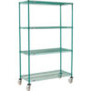 Nexel® 4 Shelf Truck Poly-Green® 48""W x 18""D x 69""H Polyurethane Swivel Casters