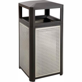 Safco® Outdoor Perforated Steel Side Opening Trash Can 15 Gallon Black