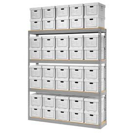 Global Industrial™ Record Storage Open With Boxes 72""W x 15""D x 84""H - Gray