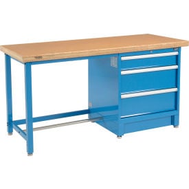 Global Industrial™ 72""W x 30""D Modular Workbench with 3 Drawers - Shop Top Safety Edge - Blue