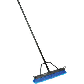 Global Industrial™ 24"" Push Broom W/ Plastic Block & Steel Handle Multi-Surface Sweep