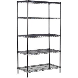 Nexel® 5 Shelf Black Epoxy Wire Shelving Unit Starter 42""W x 14""D x 74""H