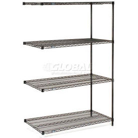Nexel® 4 Shelf Black Epoxy Wire Shelving Unit Add On 54""W x 18""D x 86""H