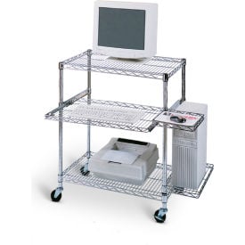 Luxor Chrome Wire Mobile Computer Workstation 29-1/2""W x 18""D x 42""H