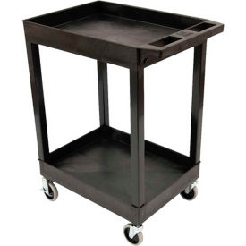 Luxor Plastic Utility Tub Cart 24"" x 18"" Two Shelf Black 400 Lbs Capacity