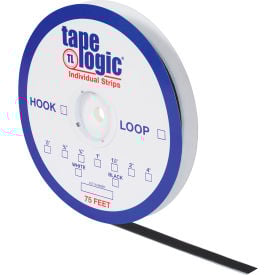 Tape Logic® Hook Tape Individual Strips with Adhesive 75'L x 2""W Black