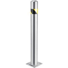 Global Industrial™ Surface Mount Stainless Steel Bollard W/Hazard Tape 4.5''D x 42''H