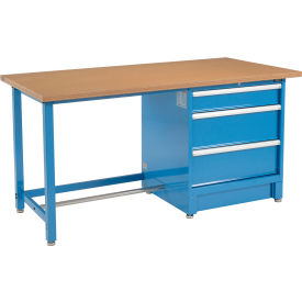 Global Industrial™ 72""W x 30""D Modular Workbench with 3 Drawers - Shop Top Square Edge - Blue