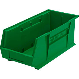 Quantum Storage 8-1/4""W x 18""L x 7""H Ultra Series Stack and Hang Bin Green Polypropylene 4 Slots