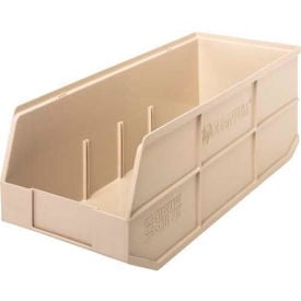 Quantum Plastic Stackable Shelf Bin SSB483 8-1/4""W x 20-1/2""L x 7""H Ivory