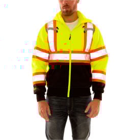 Tingley® Hi Vis Sweatshirt Detachable Hood Zipper Closure 2 Pockets Fl Lime 5XL