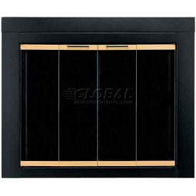 Pleasant Hearth Arrington Fireplace Glass Door Black With Gold Trim AR-1020 37-1/2""L x 30""H