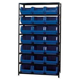 Quantum MSU-532 Steel Shelving With 21 Magnum Giant Hopper Bins Blue 18x42x75