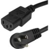 StarTech.com 6ft (2m) Computer Power Cord, Right Angle NEMA 5-15P to C13, 10A 125V, 18AWG, Replacement AC Power Cord, Monitor Power Cable