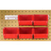 Quantum HNS220 Hang & Stack Bins w/Two 12"" Rails Six Bins 4-1/8""W x 7-3/8""L x 3""H Red