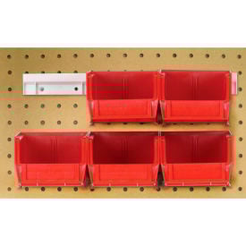 Quantum HNS220 Hang & Stack Bins w/Two 12"" Rails Six Bins 4-1/8""W x 7-3/8""L x 3""H Red