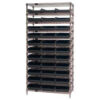 Quantum WR12-110 Chrome Wire Shelving With 33 4""H Shelf Bins Black 18x36x74