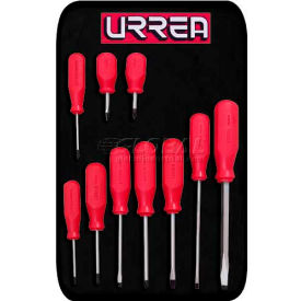 Urrea Red Handled Screwdriver Set JBU03 Flat Cabinet & Phillips Tip 10 Pieces
