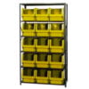 Quantum MSU-533 Steel Shelving With 15 Magnum Giant Hopper Bins Yellow 18x42x75