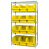 Quantum WR5-533 Chrome Shelving With 12 Magnum Giant Hopper Bins Yellow 18x42x74