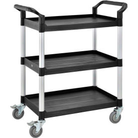 Global Industrial™ Service Cart w/3 Shelves 550 lb. Capacity 26""L x 17""W x 39""H Black