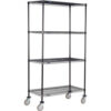 Nexel® 4 Shelf Truck Black Epoxy 36""W x 24""D x 69""H Polyurethane Swivel Casters