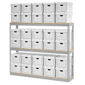 Global Industrial™ Record Storage Open With Boxes 72""W x 15""D x 60""H - Gray