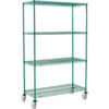Nexel® 4 Shelf Truck Poly-Green® 36""W x 24""D x 69""H Polyurethane Swivel Casters