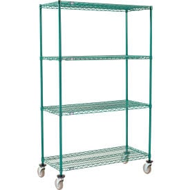 Nexel® 4 Shelf Truck Poly-Green® 36""W x 24""D x 69""H Polyurethane Swivel Casters