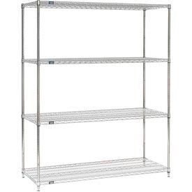 Nexel® 4 Shelf Stainless Steel Wire Shelving Unit Starter 60""W x 24""D x 86""H