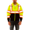 Tingley® Hi Vis Sweatshirt Detachable Hood Zipper Closure 2 Pockets Fl Lime Medium
