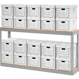 Global Industrial™ Record Storage With Boxes 72""W x 15""D x 36""H - Gray