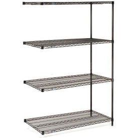 Nexel® 4 Shelf Black Epoxy Wire Shelving Unit Add On 72""W x 18""D x 63""H