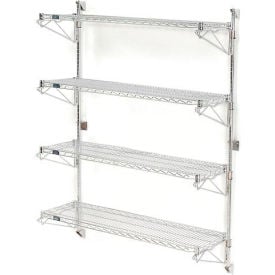 Nexel® Poly-Green® Adjustable Wall Mount Wire Shelving 4 Shelf Starter 48""Wx18""Dx63""H