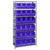 Quantum QSBU-265 Steel Shelving With 24 Giant Stacking Bins Blue 18x36x75