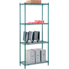 Nexel® 4 Shelf Poly-Green® Wire Shelving Unit Starter 36""W x 12""D x 54""H