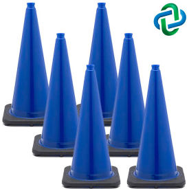Mr. Chain Traffic Cones 28""H 14"" x 14"" Base 7 lbs PVC Traffic Blue 6/Pack